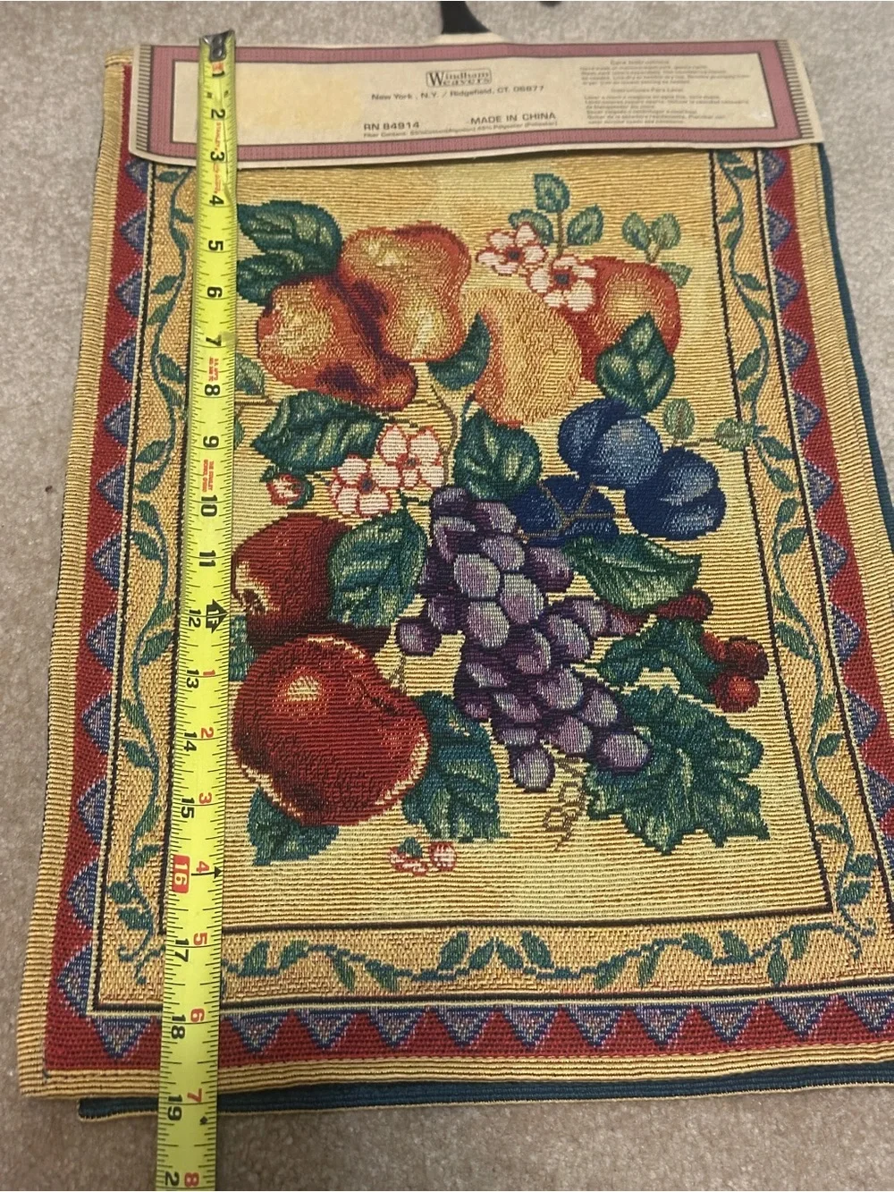 4 Vintage Woven Tapestry Placemats Fruit Grapes Apples Pears Cottagecore New